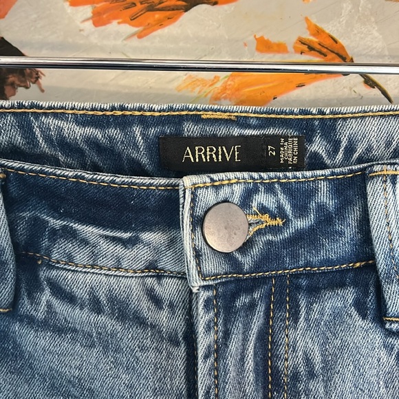 Jeans jean skirt over jeans, distressed flared legs, but cropped , very bohemian - Picture 4 of 6